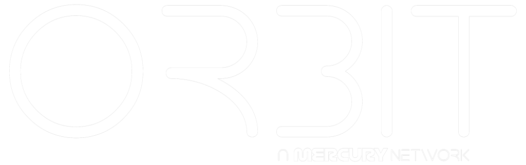 Logo of ORBIT, a Mercury Network, featuring stylized text in white.