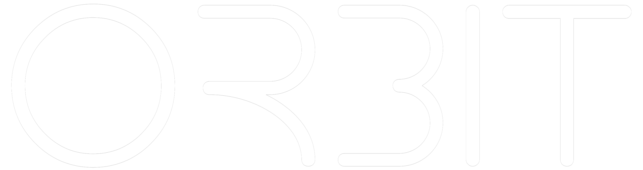 Logo design featuring the word 'ORBIT' in a modern, minimalist font against a black background.